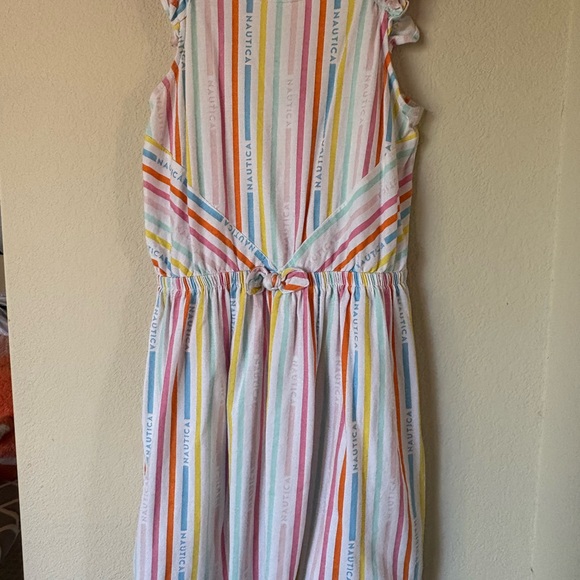 Nautica Pink and Yellow Sundress Sleeveless Flutter Scoop Neck - Picture 1 of 7